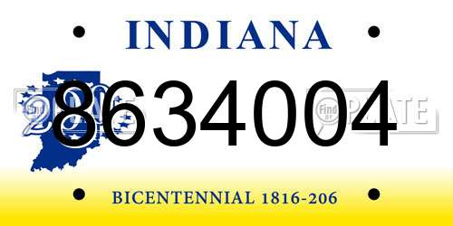 8634004 Indiana License Plate