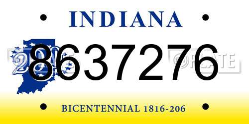 8637276 Indiana License Plate