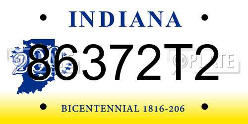 86372T2 Indiana License Plate