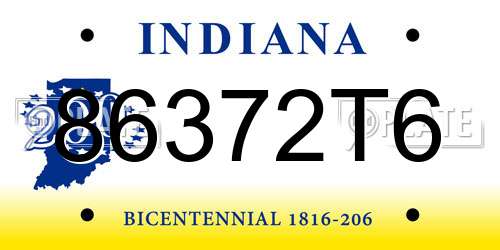 86372T6 Indiana License Plate