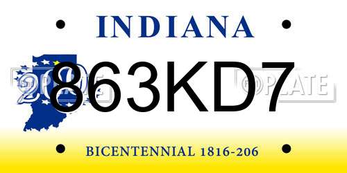 863KD7 Indiana License Plate