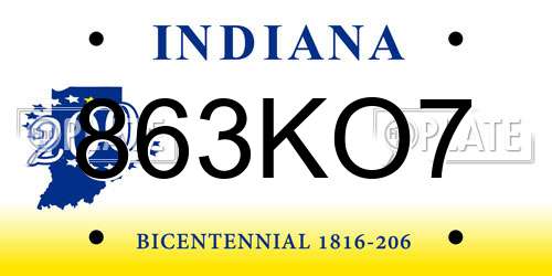 863KO7 Indiana License Plate