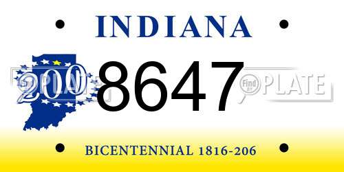 8647 Indiana License Plate
