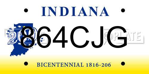 864CJG Indiana License Plate