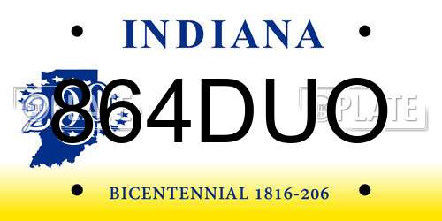 864DUO Indiana License Plate