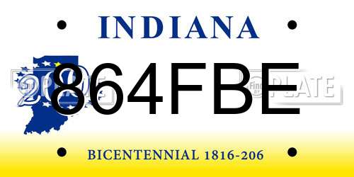 864FBE Indiana License Plate
