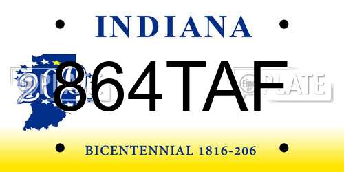 864TAF Indiana License Plate