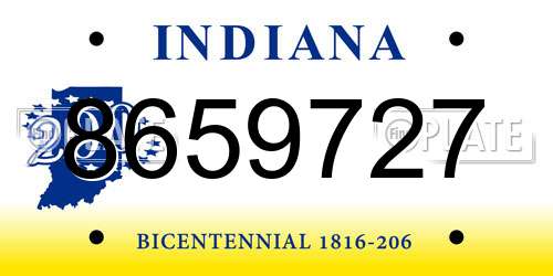 8659727 Indiana License Plate