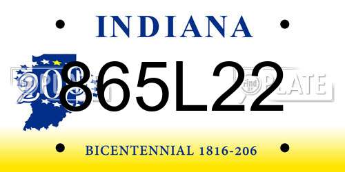 865L22 Indiana License Plate