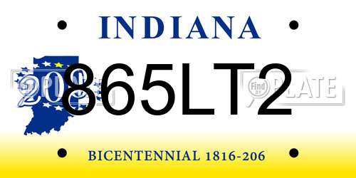865LT2 Indiana License Plate