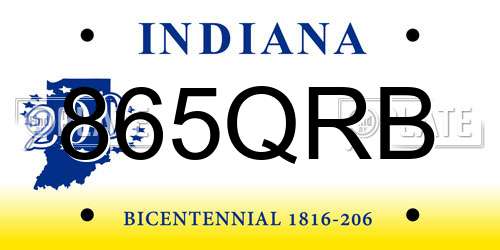 865QRB Indiana License Plate