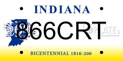 866CRT Indiana License Plate
