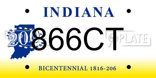 866CT Indiana License Plate