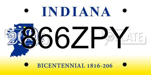 866ZPY Indiana License Plate