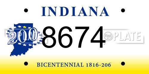8674 Indiana License Plate