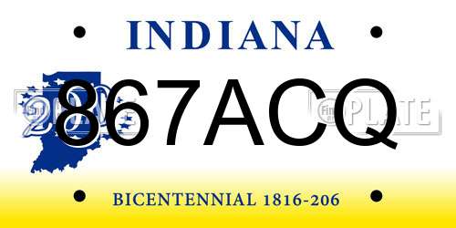 867ACQ Indiana License Plate
