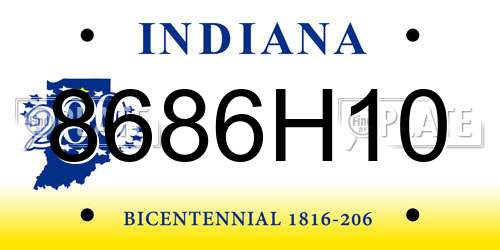 8686H10 Indiana License Plate