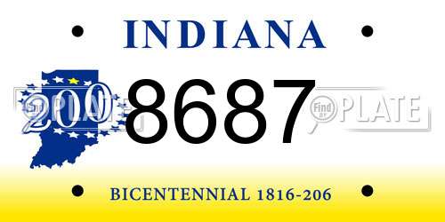 8687 Indiana License Plate