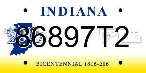 86897T2 Indiana License Plate