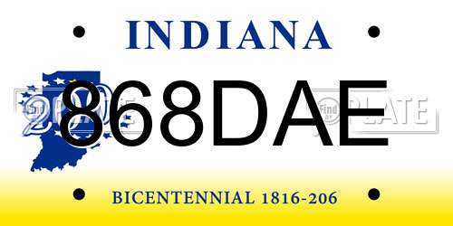 868DAE Indiana License Plate