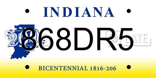 868DR5 Indiana License Plate