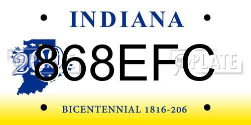 868EFC Indiana License Plate