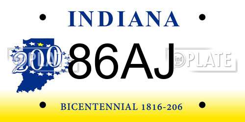 86AJ Indiana License Plate