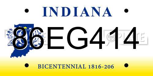 86EG414 Indiana License Plate
