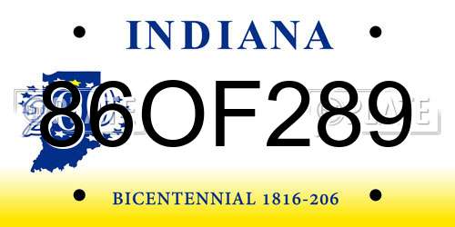 86OF289 Indiana License Plate