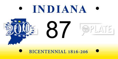 87 Indiana License Plate