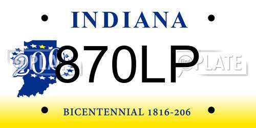 870LP Indiana License Plate