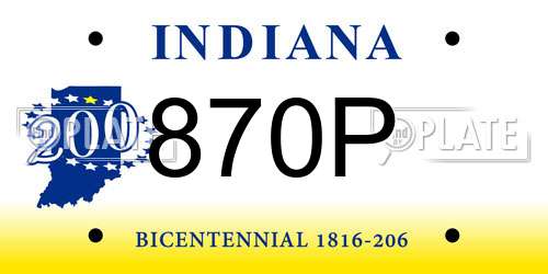 870P Indiana License Plate
