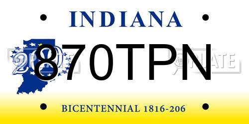 870TPN Indiana License Plate