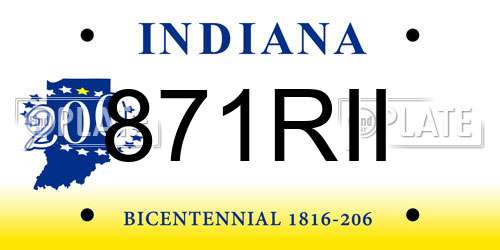 871RII Indiana License Plate