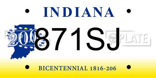871SJ Indiana License Plate