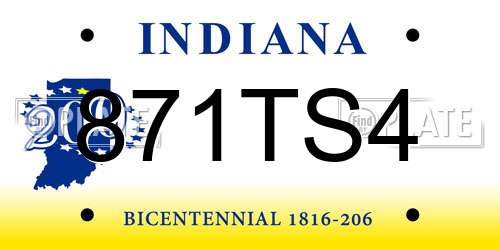 871TS4 Indiana License Plate