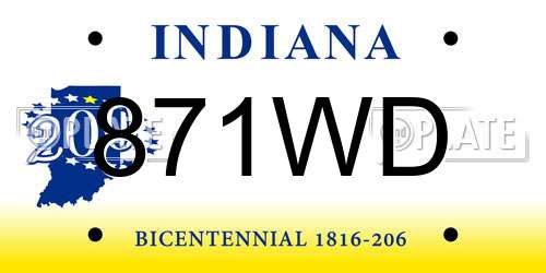 871WD Indiana License Plate