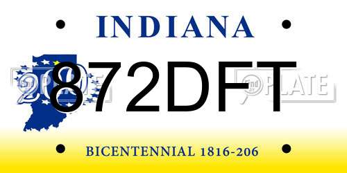 872DFT Indiana License Plate