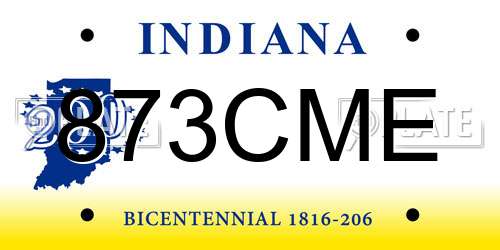 873CME Indiana License Plate