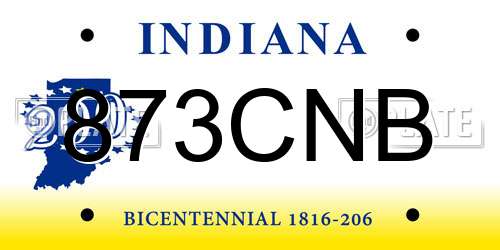 873CNB Indiana License Plate