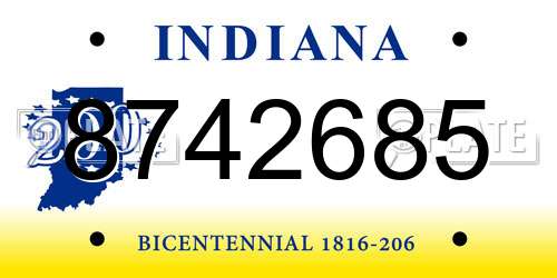 8742685 Indiana License Plate