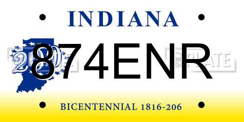 874ENR Indiana License Plate