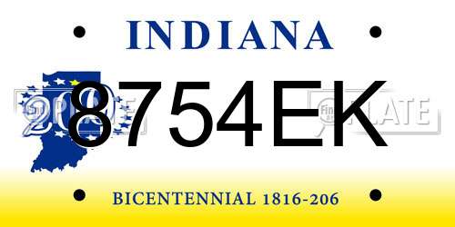 8754EK Indiana License Plate