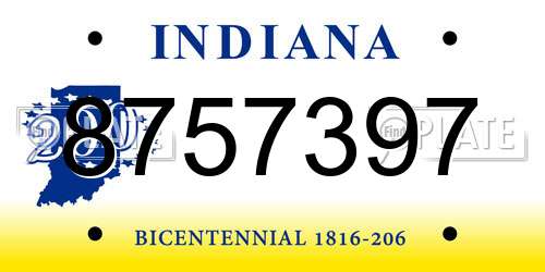 8757397 Indiana License Plate
