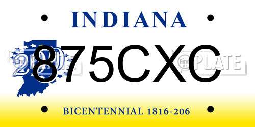 875CXC Indiana License Plate