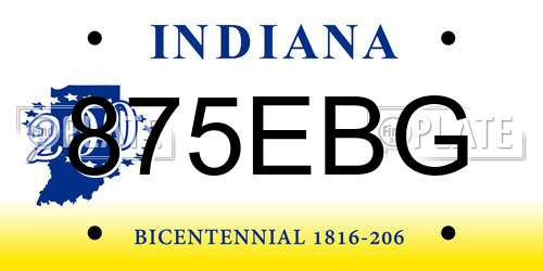 875EBG Indiana License Plate