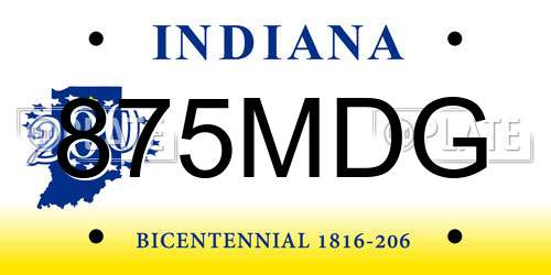875MDG Indiana License Plate