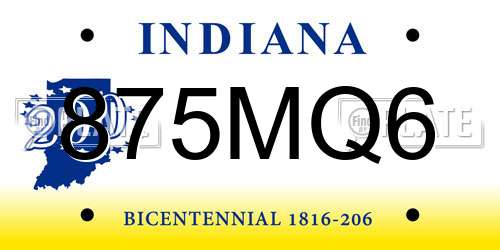 875MQ6 Indiana License Plate