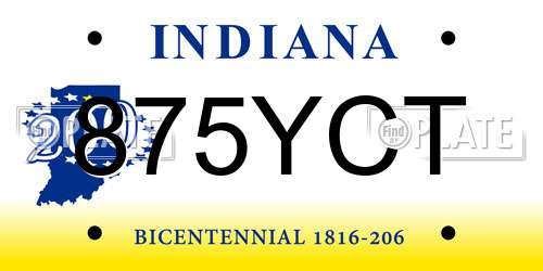 875YCT Indiana License Plate