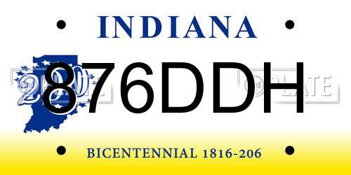 876DDH Indiana License Plate